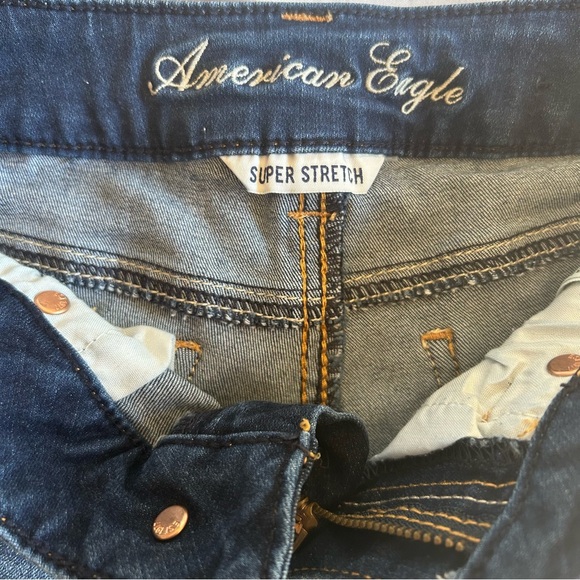 American eagle denim shorts blue Size 0 light distressing super stretch raw edge - Picture 5 of 12